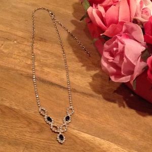 Faux Diamond / Black Stones V-Dipped Necklace.